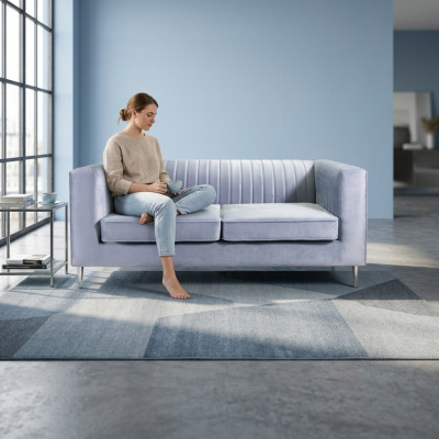 Dīvāns 2-istabas Pelēks Elegants Moderns Luksusa dizains Kokmateriāls Mēbeles Polster Stoff Jauns