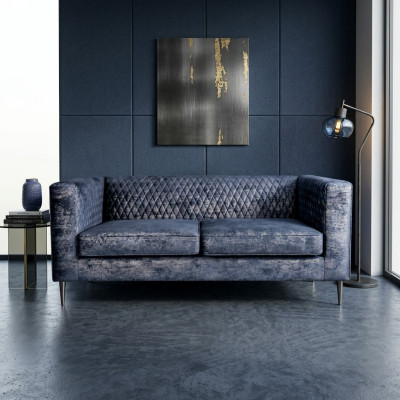 Dīvāns 2 vietas Zils Elegantā modernā luksusa dizaina koka mēbeles Polster Stoff Neu.