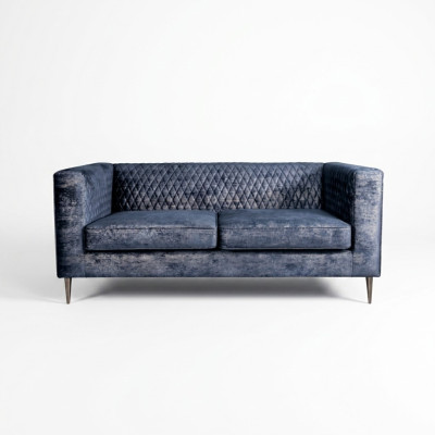 Dīvāns 2 vietas Zils Elegantā modernā luksusa dizaina koka mēbeles Polster Stoff Neu.