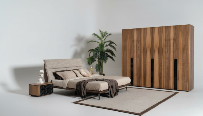 Modernas guļamistabas mēbeles itāļu stilā - 4 daļu komplekts pelēkā krāsā