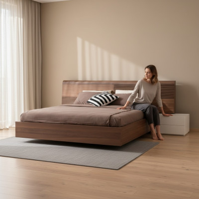 Luksusa guļamistaba gultas divguļamās gultas dizaina mēbeles 180x200 cm brūna viesnīca