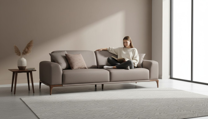 Dzīvojamā istaba Sofa Gulta Trīsvietīgā dizaina luksusa mēbeles brūna