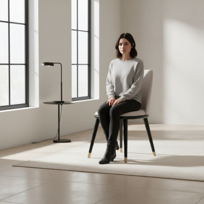 Dizainera Megapērtējais beige ēdamistabas krēsls modernajā stilā