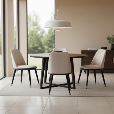 Dizainera Megapērtējais beige ēdamistabas krēsls modernajā stilā