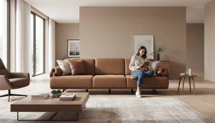 Sofa 4 vietu Chesterfield dizains Luksusa sofa Polster Couch brūns