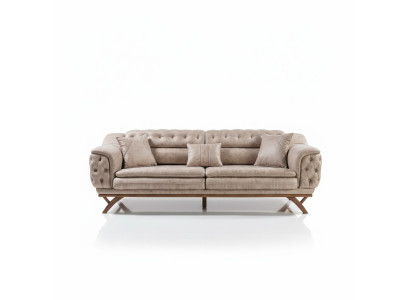 Chesterfield 3 sēdzētvieta Beža dizaina krēsli Polster Sofas auduma krēsli
