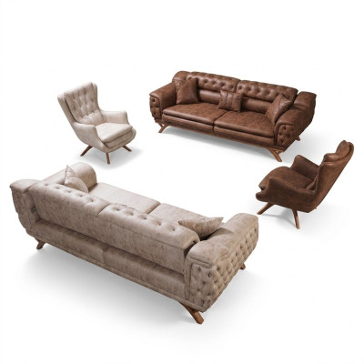 Sofas komplekts 3 3 1 1 vietas šķirnes polsterētais dīvāns Chesterfield sēdvietas.