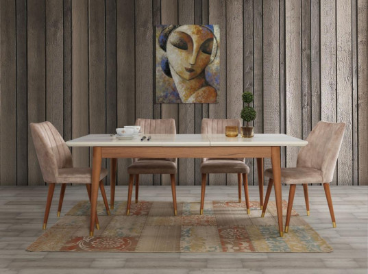 Ēdamtelpas dizaina mēbeles Moderns galds 4 krēsli 5 gabalu komplekts jauns.