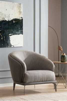Krēsls viensējai Luxus 1 sēdeklis Polster Sitz Design Pelēks Sitz Stoff Neu