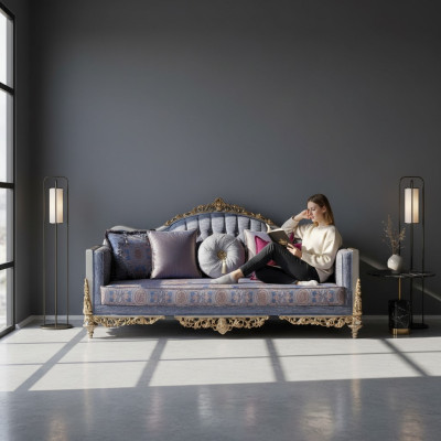 Dizaina dīvāns 3-vietīgs mīksts greznas klasiskas auduma dīvāna Chesterfield versija.