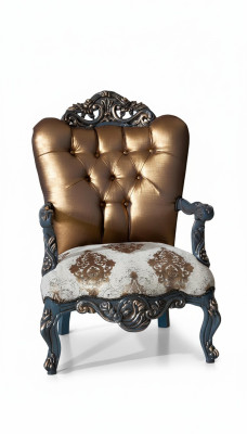 Chesterfield dizaina krēsls ar zelta atzveltni dzīvojamajai istabai.