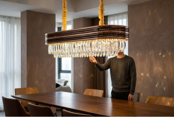 Gaismas ķermenis kristāls lustrs griestu lampa gaisma zelts
