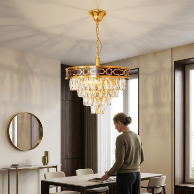 Luksusa lustra griestu lampa griestu lampa pendelēšanas lampa jauns kristāls.