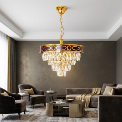 Luksusa lustra griestu lampa griestu lampa pendelēšanas lampa jauns kristāls.