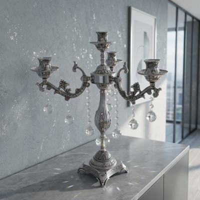 Galds lampa Nakts lamp Gaisma Luksusa galds lampa Dzīvojamā istaba sudraba krāsā