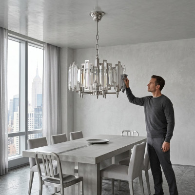 Apgrozāma lampa Gaisma Sudraba griestu lampa Apgaismojums Lampa 50x65cm