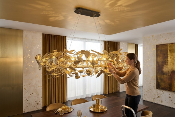 Gultas lampa Zelta dzīvojamā istaba gaisma plafons Materiāls Bronza