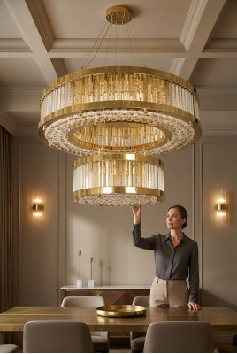 Gultņlampas dzīvojamo istabu stils Moderna griestu lampa luksusa lampa ar kristālu