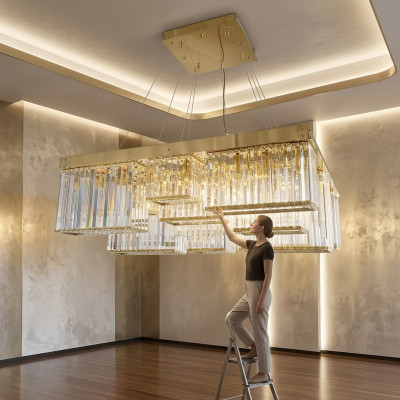 Golddimanis kronšķi Sajaukums skaistums griestu kristāls lampa dzīvojamais istabas luksuss