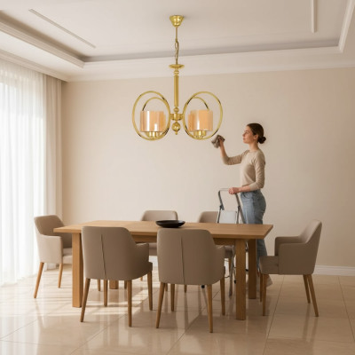 Gulta lampa zelta krāsā luksusa griesti gaisma stikla dzīvojamā istabā