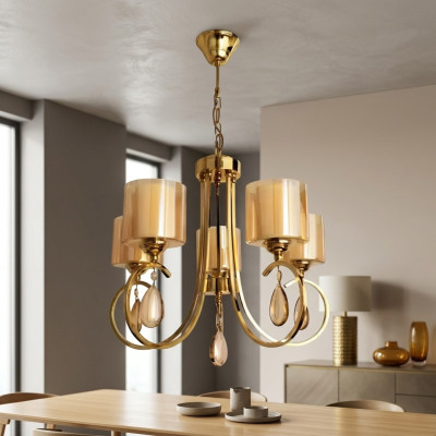 Glasa gaismeklis ar greiferu, šūpošanās lampa, viesistaba, luksusa lustra.