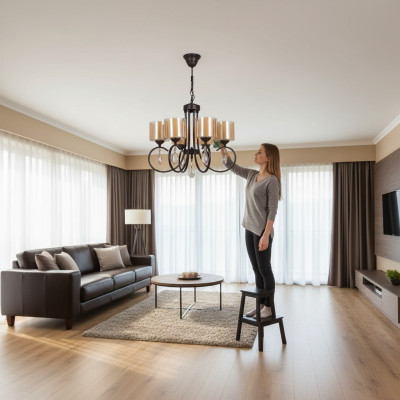 Debesīs lampa dzīvo istabā spuldze griestu stikla luste lux 66x70