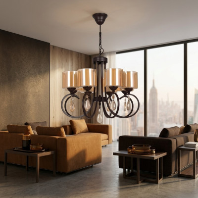 Debesīs lampa dzīvo istabā spuldze griestu stikla luste lux 66x70