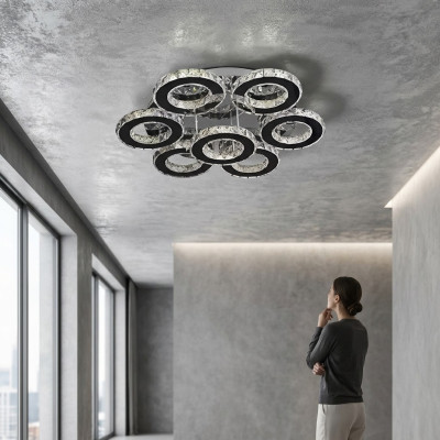 Kronšķērma griestu lampa griestu lampa dzīvojamā istaba Kristāls jauns LED 65W.