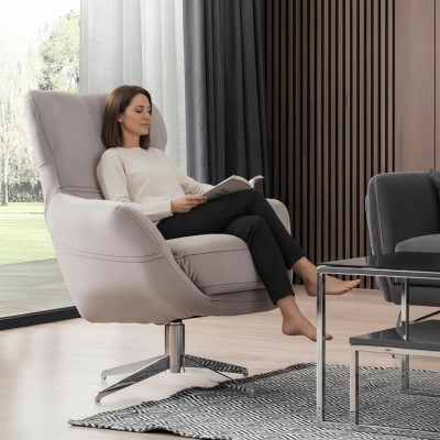 Pagriežams krēsls Atslābinošais kluba dīvāns Vienvietīgs dīvāns Sofas Mēbeles Bežā krāsā