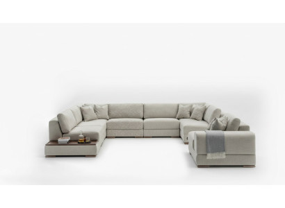 Stūrainā sofa ar U formu, dzīvojamā istaba, luksusa dīvāns dizains, dīvāns, dzīvojamā zona.