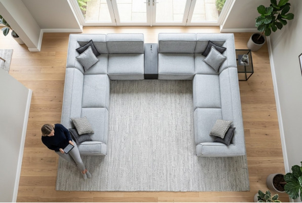 Stūra sofa "U" formas mēbeles dzīvojamā istaba luksusa modernā lielā dīvānā.