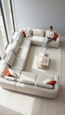Ganu U-forma Lux dzīvojamo istabu stūra dīvāns Beige polsterdīvāns Moderns dizains Stils