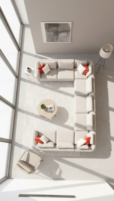 Ganu U-forma Lux dzīvojamo istabu stūra dīvāns Beige polsterdīvāns Moderns dizains Stils
