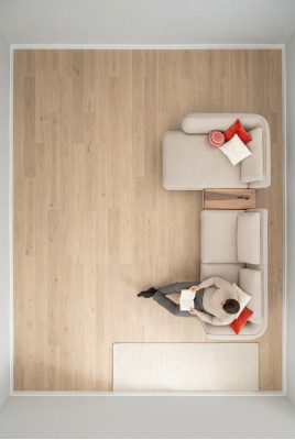 Stūra dīvāns L formas 365x170 sm beige krāsā Dīvāns dizains stūra dīvāni mēbeles audums