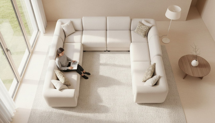 Stūra dīvāns ar U formu Dzīvojamā istaba Luksusa stils Moderns dizains Dīvāns Sofa Dzīvojamā zona