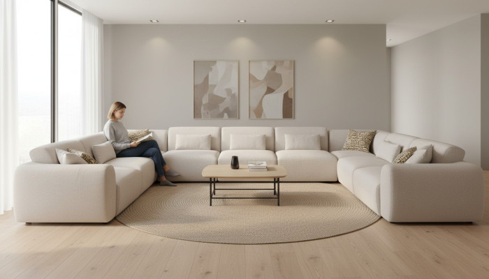 Ecksofa U-Form Luksusa dzīvojamā istaba Stils Moderns Polstermöbel Textilieja