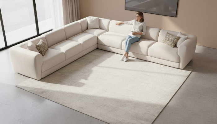 Sofa L-formas Polster Couch Dzīvojamā istaba Moderna Mēbeles 405x405cm Dīvāni Stūra dīvāns