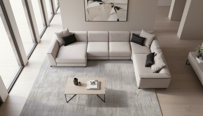 Mūsdienīgs stūra dīvāns U-formas dzīvojamā istaba Sofa komplekts Sofa komplekts