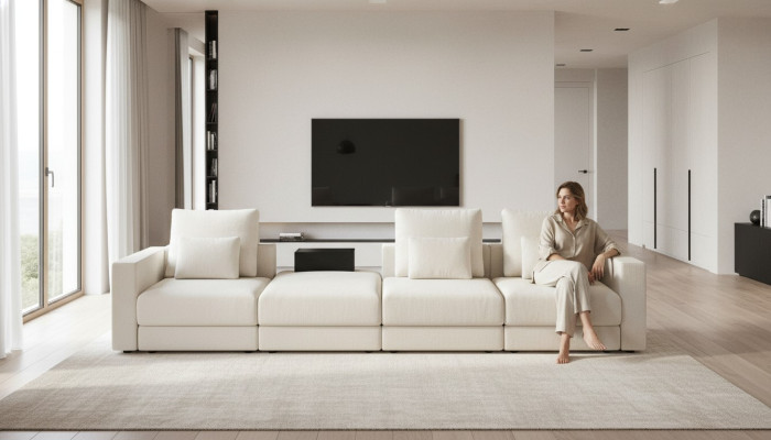 Dīvāns Baltā Sešvietīgā Dzīvojamā Istaba Mēbeļu Lux Couch Auduma Mēbeles