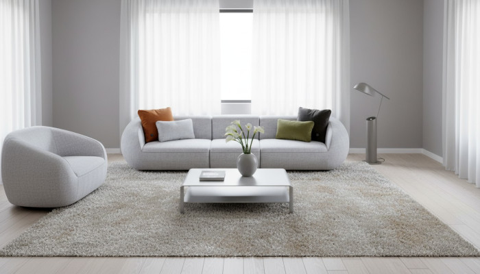 Sofa ar polsteru Lielais pieccērtains dzīvojamais istabas dīvāns Moderna tekstila mēbeles