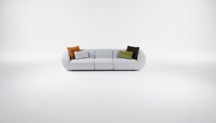 Sofa ar polsteru Lielais pieccērtains dzīvojamais istabas dīvāns Moderna tekstila mēbeles