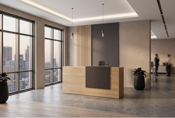 Recepcijas darba biroja mēbeles koka darba telpa moderns jauns birojs