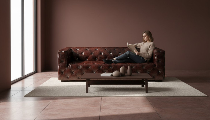 Dīvāns Chesterfield 3 vietas luksusa dīvāns brūns dīvāns ādas dīvāns 250 cm