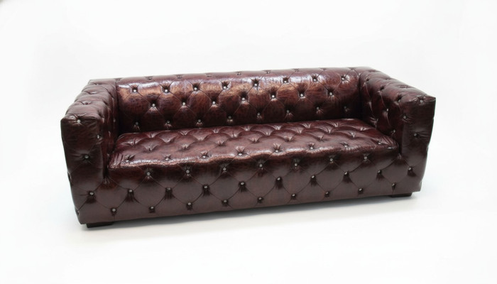 Dīvāns Chesterfield 3 vietas luksusa dīvāns brūns dīvāns ādas dīvāns 250 cm
