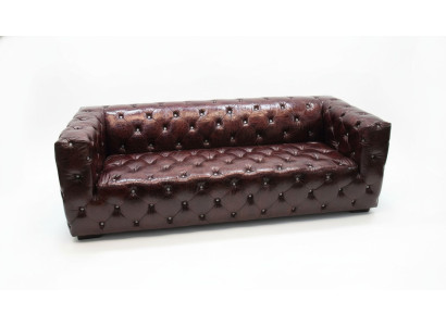 Dīvāns Chesterfield 3 vietas luksusa dīvāns brūns dīvāns ādas dīvāns 250 cm