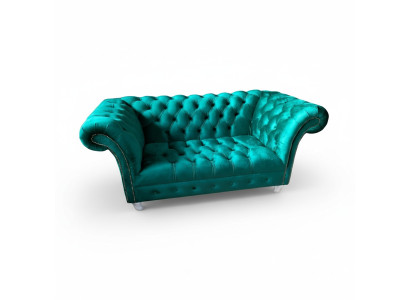 Chesterfield Luxury Sofa 2-seater Fabric Couch Blue Sofas Green Couches