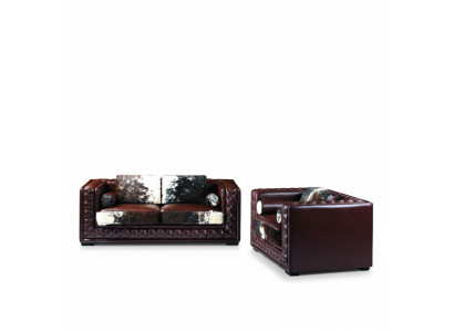Tumši sarkanā Chesterfield dīvāngarnitūra 3+2 sēdvietas 2 gab. Ādas komplekts ar zirgu ādu.