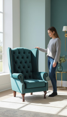 Ohren Sessel Chesterfield Samta vienvietīgs luksusa krēsls dīvāns un sofa.