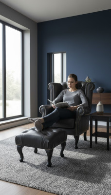 Luksusa auskari un pufi Chesterfield krēsls ādas melns moderns
