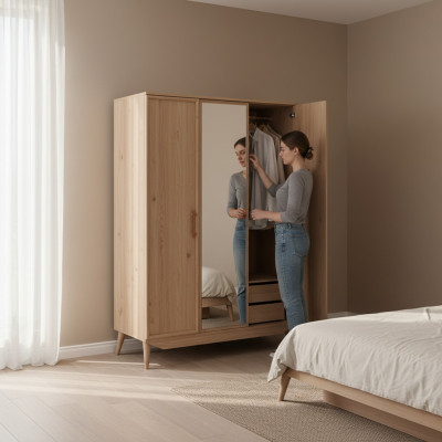 Garderobe brūns koks guļamistabas mēbeles dizaina skapji Vērtīgais skapis